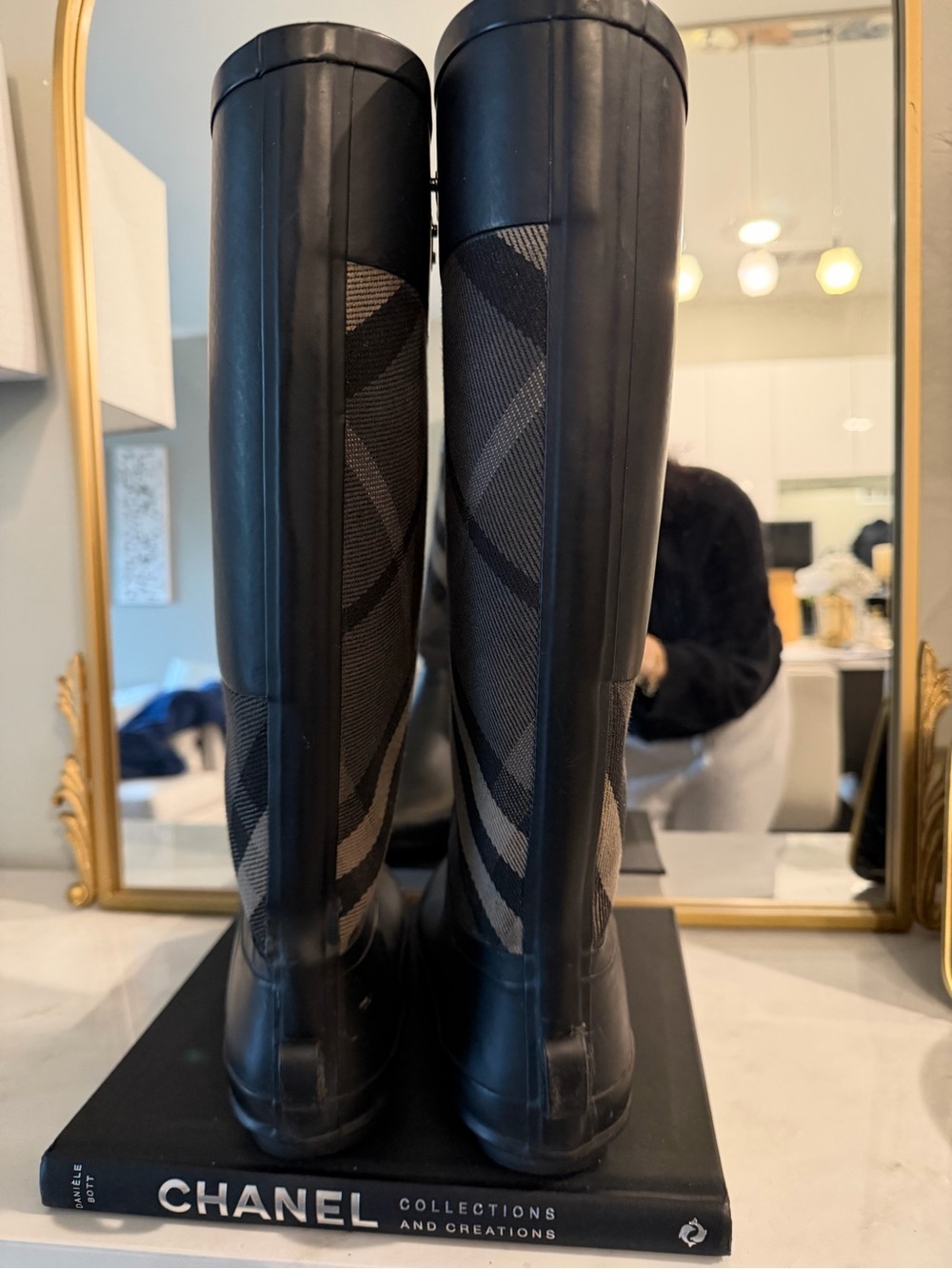 Authentic Burberry Tall Clemence Nova Check Rain boots size eu 41 us 10 - Picture 5 of 13